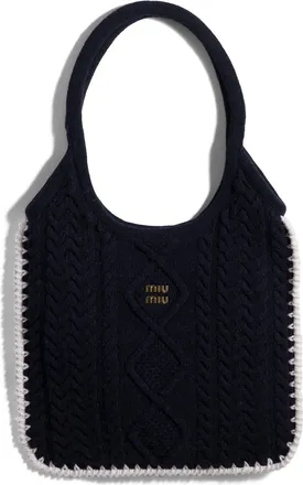 Miu Miu Ivy Wool And Cashmere Bag, Woman, Blue/white