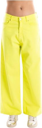 Brand Unique Wide Jeans - Dames - Loose Fit Jeans - Groen - S - Katoen - Jeans