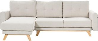 Beliani Beliani - Fabric Right Corner Sofa Sleeper Function Pull Out Tufted Cushioned Back Beige Siro