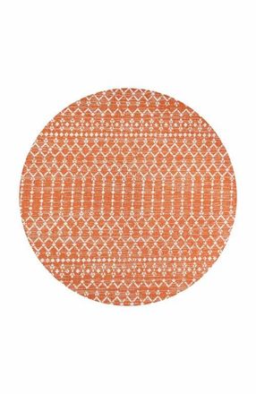 Jonathan Y Designs Ourika Moroccan Geometric Textured Weave Indoor/Outdoor Round Area Rug in Orange/cream at Nordstrom, Size 5Ft 0In X 5Ft 0In