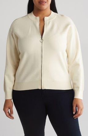 By Design Tom Crochet Zip Sweater in Antique White at Nordstrom Rack, Size 1X