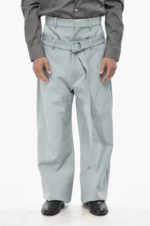 Off-white Pantaloni in Doppio Tessuto in Misto Lana con Cintura Safety Off-White