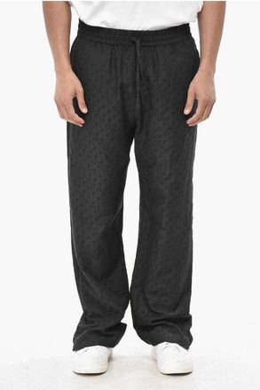 Off-white Silk-Blend Jacquard Trousers PAJAMA With Monogram Pattern size 52