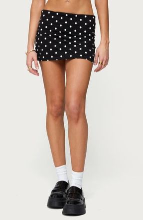 Edikted Aisha Polka Dot Miniskirt in Black-And-White at Nordstrom, Size X-Large