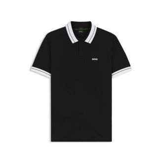 BOSS Stripe-trim polo shirt in stretch cotton