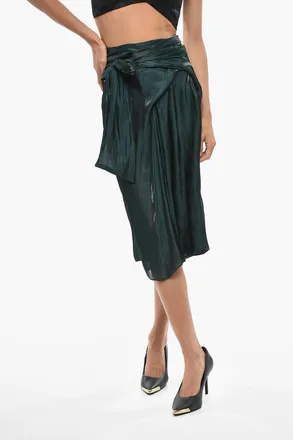 Dries Van Noten Satin Midi Skirt with Front Bow Dries Van Noten