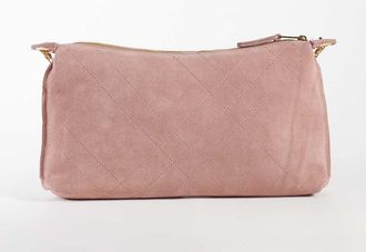 Mango borsa a spalla in suede 100% pelle con tracolla in rosa pastello