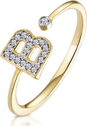 The Diamond Store Diamond Initial B Ring 0.07ct set in 9K Gold