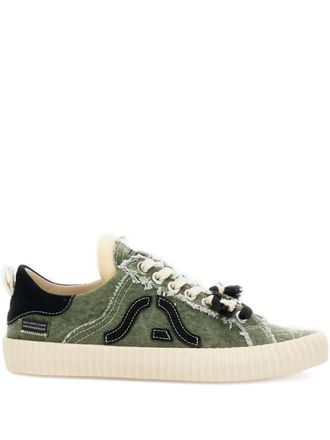 Springa canvas frayed-trim sneakers - men - Cotton/Rubber/Fabric - 40 - Green