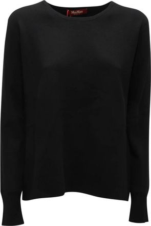 Max Mara Truien & Vesten, Dames, Zwart, S, Zwarte Viscose Blend Trui Poker Stijl