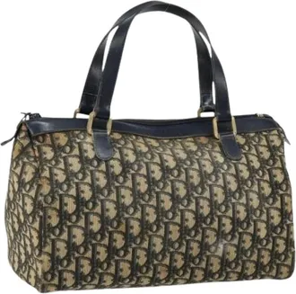 Dior Pre-owned Handbags, female, Blue, Size: ONE SIZE Pre-owned Trotter Canvas Boston Bag