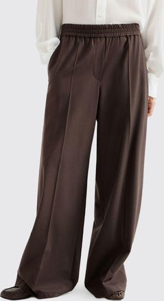 Brunello Cucinelli Pantaloni a gamba larga in lana con vita elasticizzata