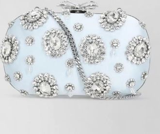Self Portrait mini clutch bag crystals bow chain strap