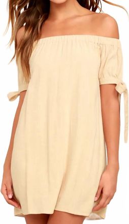 Lulus Womens Al Fresco Evenings Off-The-Shoulder Dress In Beige