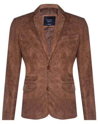Infinity Leather Mens Blazer Suede Jacket Soft Italian Coat - Tan - Size X-Small
