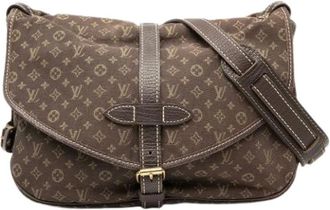 Louis Vuitton Pre-owned Cross Body Bags, female, Brown, Size: ONE SIZE Pre-owned Mini Lin Saumur
