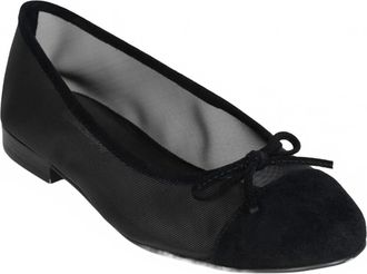 Jeffrey Campbell Womens Releve Mesh Ballet Flat Shoes In Black Mesh Suede