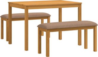 vidaXL Conjunto De Comedor 3 Uds. Gris Madera De Roble S&oacute;lido Vidaxl