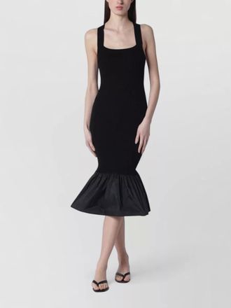 Patou dress cross back fitted ruffle hem