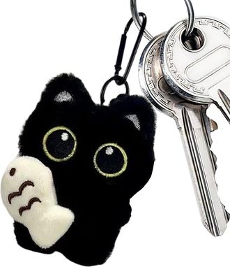 Generic Black Cat Keychain, Cute Cat Plush Keychain, Black Cats Adorable Animal Plush Pendant, Backpack Charms, Presents for Cute Cats Lover, For Handbags Bac