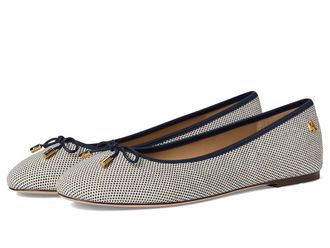 Lauren Ralph Lauren Jayna Cross-Dyed Canvas Flats Womens Slip on Shoes Natural/Refined Navy/Refined Navy : 8.5 B - Medium, Cotton