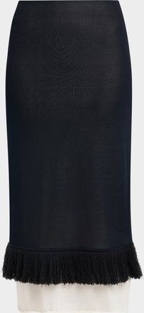 Bottega Veneta Colorblock Layered Fringe Midi Skirt