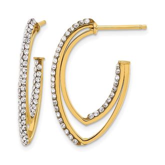 Diamond2Deal 14K Yellow Gold Crystal J Shape Hoop Earrings
