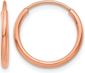 Diamond2Deal 14k Gold 1.20mm Polished Endless Huggie Hoop Earrings