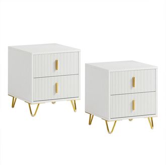 SoBuy SoBuy Bedside Table With 2 Drawers White 40,01x46,99x40,01cm Functional FBT115-Wx2