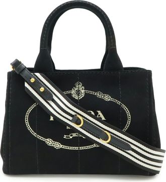 Prada Black Nero Canvas Shoulder Bag Tote Bag (Pre-Owned)