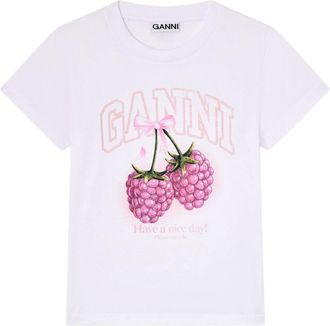 Ganni Raspberry Cotton T Shirt