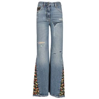 Valentino Garavani Floral Insert Jeans - female - Valentino Garavani - Flare Jeans - Blue - W27 - Jeans