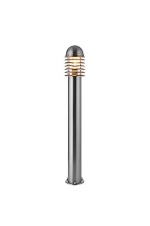 Netlighting Louvre Outdoor Bollard Light Polished Stainless Steel Clear Polycarbonate IP44 E27 in Grey