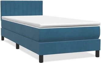 vidaXL Cama Box Spring Con Colch&oacute;n Terciopelo Azul Oscuro 80x210 Cm Vidaxl