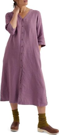 Seasalt Cornwall Word Posey Linen Button-Up Dress in Verbena at Nordstrom, Size 10