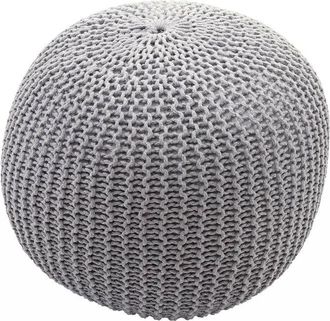 Hhg Hhg - Nunca Usado] Puf 080, Taburete De Punto Puf De Punto, Aspecto Tejido 40x50cm, Gris