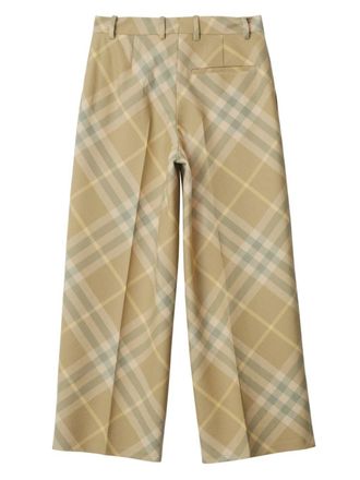 Burberry Check-Print Wool Trousers - Beige