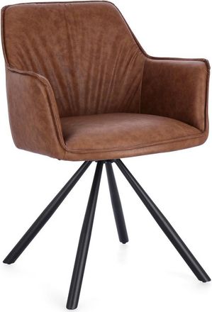 BIZZOTTO Drehbarer Design Stuhl Breval mit Armlehnen - Kunstleder Cognac