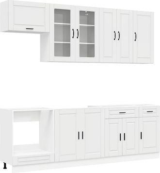 vidaXL Unidad De Cocina Porto 8 Uds. Blanco Brillante Vidaxl
