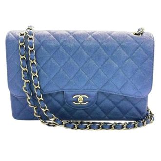 Chanel Pre-owned Vintage Schoudertas - Dames - Pre-owned - Blauw - Maat: ONE Size Leer