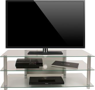 ebuy24 Ebuy24 - Muebles Tv Vcm Lowboard Enrutamiento De Cables Dimensiones Al. 45 X An. 112 X T. 40 Cm Muebles Fernseh - Zumbo (vidrio Transparente)