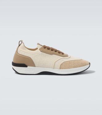 Brioni Leather-trimmed sneakers