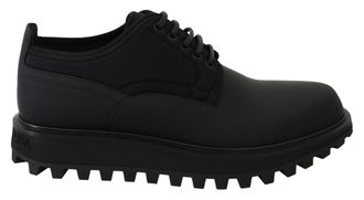 Dolce & Gabbana Mens Neoprene Laceup Oxfords Style Cy0867 - Black Leather - Size EU 44
