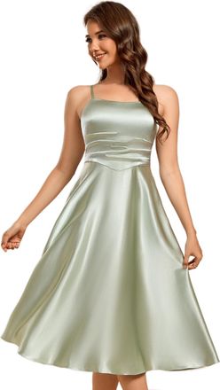 Ever-pretty Satin Spaghetti - Strap Elegant A - line Cocktail & Party Dress for Women Mint Green 18UK