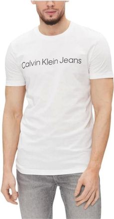 Calvin Klein Jeans T-Shirts, male, White, XL, Logo Tee Short Sleeve Crew Neck