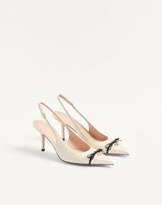 Valentino Garavani D&eacute;collet&eacute; Slingback Bepointy In Vernice E Capretto 80Mm Donna AVORIO/NERO 35.5