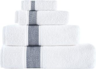 Brooks Brothers Ottoman Rolls 6-Piece Towel Set in White/Navy at Nordstrom Rack