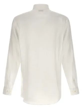 Etro Linen with Tonal Pegaso Logo Shirt - White