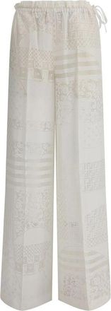 Fendi Patchwork Devo Zijden Broek - Dames - Wijde Broeken - Wit - XS - Broeken