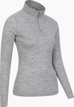 Mountain Warehouse Womens Mountain Warehouse Womens/Ladies Merino Wool Zip Neck Thermal Top - Grey - Size: 20